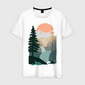 Мужская футболка хлопок с принтом Adventure , 100% хлопок | прямой крой, круглый вырез горловины, длина до линии бедер, слегка спущенное плечо. | moutains | road | sun | travel | trip | turism | горы | дорога | закат | приключения | природа | тундра путешествия | туризм