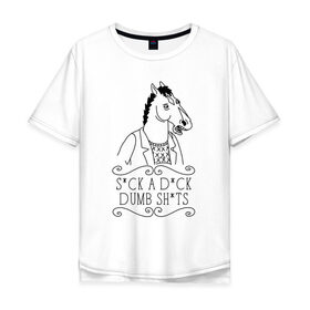 Мужская футболка хлопок Oversize с принтом BoJack , 100% хлопок | свободный крой, круглый ворот, “спинка” длиннее передней части | Тематика изображения на принте: bojack | horseman | боджек | конь