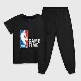 Детская пижама хлопок с принтом NBA - Game Time , 100% хлопок |  брюки и футболка прямого кроя, без карманов, на брюках мягкая резинка на поясе и по низу штанин
 | and1 | basketball | coach | game | james | jordan | lebron | mvp | nba | player | slam dunk | sport | streetball | team | баскетбол | баскетболист | бросок | джеймс | джордан | игра | игрок | леброн | мяч | нба | победа | слэм данк | спорт | тре