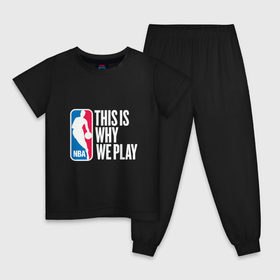 Детская пижама хлопок с принтом NBA - This Is Why We Play , 100% хлопок |  брюки и футболка прямого кроя, без карманов, на брюках мягкая резинка на поясе и по низу штанин
 | and1 | basketball | coach | game | james | jordan | lebron | mvp | nba | player | slam dunk | sport | streetball | team | баскетбол | баскетболист | бросок | джеймс | джордан | игра | игрок | леброн | мяч | нба | победа | слэм данк | спорт | тре
