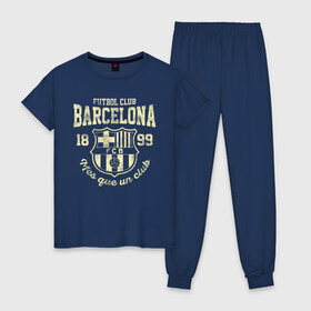 Женская пижама хлопок с принтом Барселона , 100% хлопок | брюки и футболка прямого кроя, без карманов, на брюках мягкая резинка на поясе и по низу штанин | barca | barcelona | barsa | fc barcelona | барса | барселона | болел | испания | каталонцы | клубная | лалига | сине гранатовые | фанатская | форма | футбол | футбольная | футбольный клуб