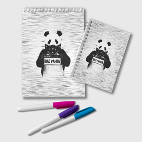 Блокнот с принтом BAD PANDA , 100% бумага | 48 листов, плотность листов — 60 г/м2, плотность картонной обложки — 250 г/м2. Листы скреплены удобной пружинной спиралью. Цвет линий — светло-серый
 | Тематика изображения на принте: bad | bear | panda | медведь | панда