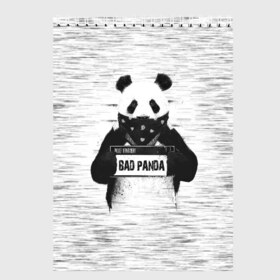 Скетчбук с принтом BAD PANDA , 100% бумага
 | 48 листов, плотность листов — 100 г/м2, плотность картонной обложки — 250 г/м2. Листы скреплены сверху удобной пружинной спиралью | bad | bear | panda | медведь | панда