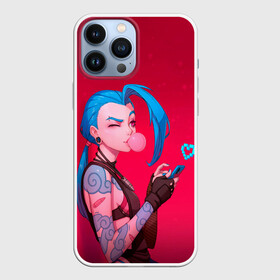 Чехол для iPhone 13 Pro Max с принтом Jinx in love ,  |  | Тематика изображения на принте: game | heart | jinx | legends | legue | legueoflegends | lol | love | mobile | phone | безбашенная | джинкс | игра | легенд | лига | лигалегенд | лол | любовь | сердечко | сердце | стрелок | хулиганка