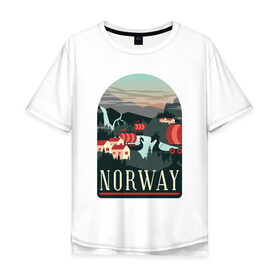Мужская футболка хлопок Oversize с принтом Норвегия , 100% хлопок | свободный крой, круглый ворот, “спинка” длиннее передней части | norway | норвегия