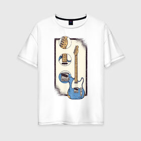 Женская футболка хлопок Oversize с принтом Гитара , 100% хлопок | свободный крой, круглый ворот, спущенный рукав, длина до линии бедер
 | guitar | гитара | гитары | музыка | музыкальные инструменты | с гитарой