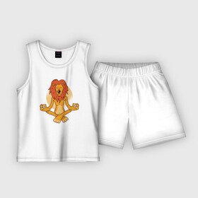 Детская пижама с шортами хлопок с принтом Йога Лев ,  |  | yoga | йога | лев | львы | медитация