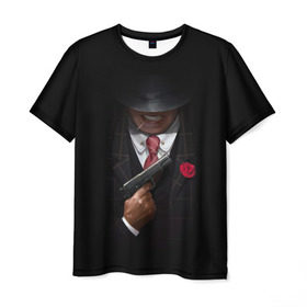 Мужская футболка 3D с принтом Mafia , 100% полиэфир | прямой крой, круглый вырез горловины, длина до линии бедер | gangster | gun | gungster | illustration | mafia | арт | галстук | гангстер | гвоздика | зубы | костюм | крестный отец | мафия | минимализм | оружие | пистолет | пуля | темный | черный | шляпа