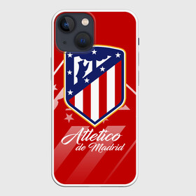 Чехол для iPhone 13 mini с принтом Атлетико Мадрид ,  |  | atletico de madrid | atletico madrid | атлетико | атлетико мадрид | болельщи | испания | клубная | красно белые | лалига | мадрид | матрасники | фанатская | форма | футбол | футбольная