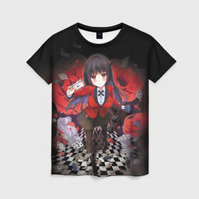 Женская футболка 3D с принтом Kakegurui , 100% полиэфир ( синтетическое хлопкоподобное полотно) | прямой крой, круглый вырез горловины, длина до линии бедер | anime | compulsive gambler | kakegurui | manga | аниме | безумный азарт | дзябами | карты | манга | покер | скучная девушка | юмэко джабами