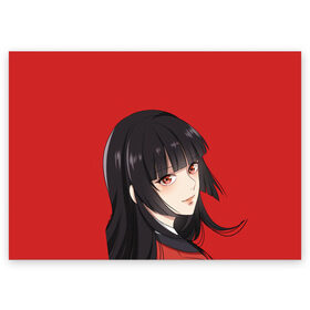 Поздравительная открытка с принтом Kakegurui Red , 100% бумага | плотность бумаги 280 г/м2, матовая, на обратной стороне линовка и место для марки
 | anime | compulsive gambler | kakegurui | manga | аниме | безумный азарт | дзябами | карты | манга | покер | скучная девушка | юмэко джабами