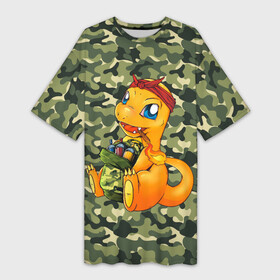 Платье-футболка 3D с принтом Покемон Чармандер ,  |  | 23 февраля | балончики | военный | граффити | зверек | милитари | огненный | огонь | покемон | хаки | чармандер | экипировка