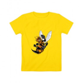 Детская футболка хлопок с принтом Злая оса , 100% хлопок | круглый вырез горловины, полуприлегающий силуэт, длина до линии бедер | арт | жалит | жало | злая | насекомое | оса | полосатая | пчела