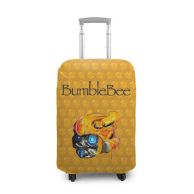 Чехол для чемодана 3D с принтом BumbleBee , 86% полиэфир, 14% спандекс | двустороннее нанесение принта, прорези для ручек и колес | 2019 | bumble bee | transformers | арт | бамблби | желтая | киборг | классная | мёд | надпись | прикольная | пчела | робот | соты | трансформеры | улей | фильм