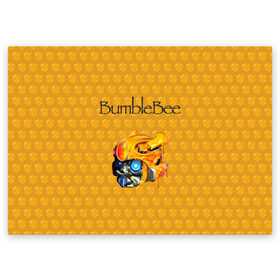 Поздравительная открытка с принтом BumbleBee , 100% бумага | плотность бумаги 280 г/м2, матовая, на обратной стороне линовка и место для марки
 | Тематика изображения на принте: 2019 | bumble bee | transformers | арт | бамблби | желтая | киборг | классная | мёд | надпись | прикольная | пчела | робот | соты | трансформеры | улей | фильм