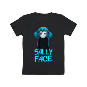 Детская футболка хлопок с принтом Sally Face (ХЛОПОК) , 100% хлопок | круглый вырез горловины, полуприлегающий силуэт, длина до линии бедер | 