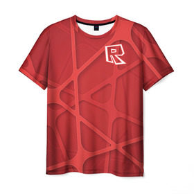 Мужская футболка 3D с принтом Roblox , 100% полиэфир | прямой крой, круглый вырез горловины, длина до линии бедер | dynablocks | roblox | robux | белый | блоки | вселенная | герои | красный | кубики | роблокс | симулятор