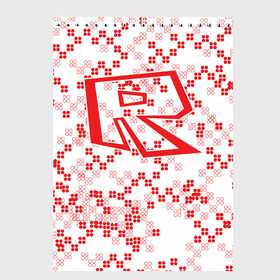 Скетчбук с принтом Roblox , 100% бумага
 | 48 листов, плотность листов — 100 г/м2, плотность картонной обложки — 250 г/м2. Листы скреплены сверху удобной пружинной спиралью | dynablocks | roblox | robux | белый | блоки | вселенная | герои | красный | кубики | роблокс | симулятор