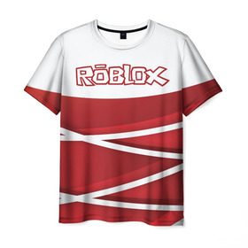Мужская футболка 3D с принтом Роблокс , 100% полиэфир | прямой крой, круглый вырез горловины, длина до линии бедер | dynablocks | roblox | robux | белый | блоки | вселенная | герои | красный | кубики | роблокс | симулятор
