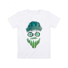 Детская футболка хлопок с принтом Mountain man , 100% хлопок | круглый вырез горловины, полуприлегающий силуэт, длина до линии бедер | борода | велосипед | горы | лес | лицо | очки | путешествия | турист | усы | шапка
