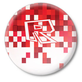 Значок с принтом Roblox ,  металл | круглая форма, металлическая застежка в виде булавки | Тематика изображения на принте: dynablocks | roblox | robux | белый | блоки | вселенная | герои | красный | кубики | роблокс | симулятор