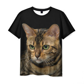 Мужская футболка 3D с принтом Бенгальский кот , 100% полиэфир | прямой крой, круглый вырез горловины, длина до линии бедер | Тематика изображения на принте: bengal cat | cat | бенгальская кошка | бенгальский | кот | котик | коты | кошки