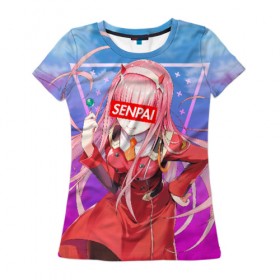 Женская футболка 3D с принтом Anime (Senpai 5) , 100% полиэфир ( синтетическое хлопкоподобное полотно) | прямой крой, круглый вырез горловины, длина до линии бедер | ahegao | anime | manga | sempai | senpai | аниме | ахегао | манга | семпай | сенпай