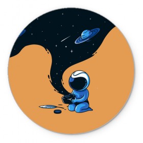 Коврик круглый с принтом Космонавт и чернила , резина и полиэстер | круглая форма, изображение наносится на всю лицевую часть | nasa | астронавт | астрономия | вселенная | звёзды | комета | космос | перо | планеты | скафандр | чернильница