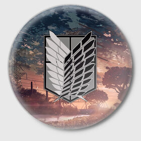 Значок с принтом Атака Титанов ,  металл | круглая форма, металлическая застежка в виде булавки | Тематика изображения на принте: 