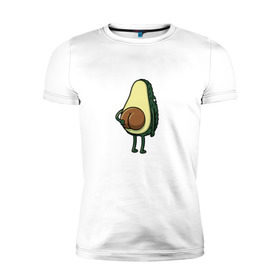 Мужская футболка премиум с принтом Авокадо , 92% хлопок, 8% лайкра | приталенный силуэт, круглый вырез ворота, длина до линии бедра, короткий рукав | Тематика изображения на принте: косточка | овощ | попка | фрукт