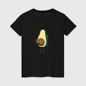 Женская футболка хлопок с принтом Авокадо , 100% хлопок | прямой крой, круглый вырез горловины, длина до линии бедер, слегка спущенное плечо | косточка | овощ | попка | фрукт