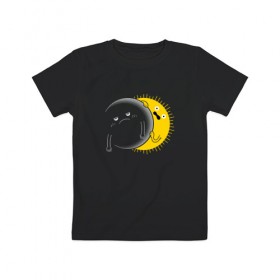 Детская футболка хлопок с принтом Солнечное Затмение , 100% хлопок | круглый вырез горловины, полуприлегающий силуэт, длина до линии бедер | звезды | космос | луна | планета | солнце