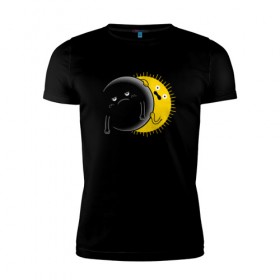 Мужская футболка премиум с принтом Солнечное Затмение , 92% хлопок, 8% лайкра | приталенный силуэт, круглый вырез ворота, длина до линии бедра, короткий рукав | звезды | космос | луна | планета | солнце