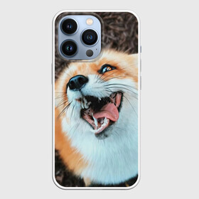 Чехол для iPhone 13 Pro с принтом Довольная лиса ,  |  | Тематика изображения на принте: голова | животные | лиса | мордочка | пасть | природа | рыжая | язык