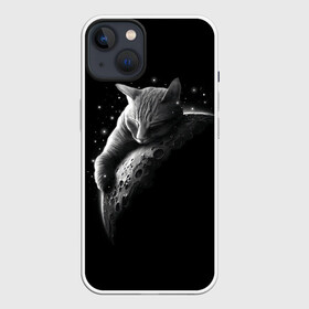 Чехол для iPhone 13 с принтом Спящий Кот на Луне ,  |  | вселенная | звезды | космос | котейка | котенок | котэ | котя | лапочка | луна | милый | мимими | ночь | прелесть | сон | спутник