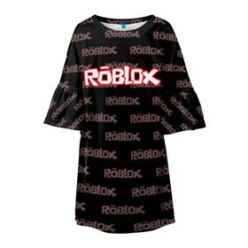 Детское платье 3D с принтом Roblox , 100% полиэстер | прямой силуэт, чуть расширенный к низу. Круглая горловина, на рукавах — воланы | game | gamer | roblox | игры | логотип | роблокс