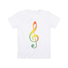 Детская футболка хлопок с принтом Скрипичный ключ, цветной. , 100% хлопок | круглый вырез горловины, полуприлегающий силуэт, длина до линии бедер | ключ | музыкальний ключ | скрипка