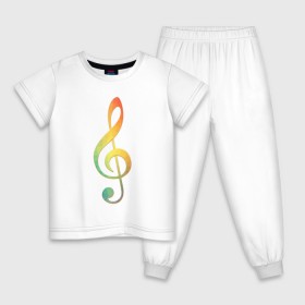 Детская пижама хлопок с принтом Скрипичный ключ, цветной. , 100% хлопок |  брюки и футболка прямого кроя, без карманов, на брюках мягкая резинка на поясе и по низу штанин
 | Тематика изображения на принте: ключ | музыкальний ключ | скрипка