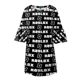Детское платье 3D с принтом ROBLOX , 100% полиэстер | прямой силуэт, чуть расширенный к низу. Круглая горловина, на рукавах — воланы | game | gamer | logo | roblox | игры | логотип | роблокс