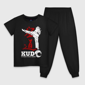 Детская пижама хлопок с принтом Kudo , 100% хлопок |  брюки и футболка прямого кроя, без карманов, на брюках мягкая резинка на поясе и по низу штанин
 | борьба | единоборства | кудо | спорт