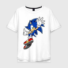 Мужская футболка хлопок Oversize с принтом Sonic , 100% хлопок | свободный крой, круглый ворот, “спинка” длиннее передней части | sonic | соник