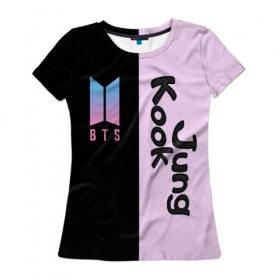 Женская футболка 3D с принтом BTS Jung Kook , 100% полиэфир ( синтетическое хлопкоподобное полотно) | прямой крой, круглый вырез горловины, длина до линии бедер | bts | jung kook | бтс | группа | корейская | музыка | розовый | цветы | черный
