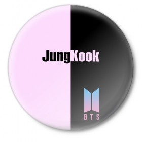 Значок с принтом BTS Jung Kook ,  металл | круглая форма, металлическая застежка в виде булавки | Тематика изображения на принте: bts | jung kook | бтс | группа | корейская | музыка | розовый | цветы | черный