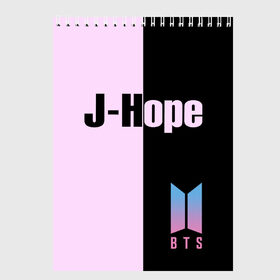 Скетчбук с принтом BTS J-hope , 100% бумага
 | 48 листов, плотность листов — 100 г/м2, плотность картонной обложки — 250 г/м2. Листы скреплены сверху удобной пружинной спиралью | bts | j hope | бтс | группа | корейская | музыка | розовый | цветы | черный
