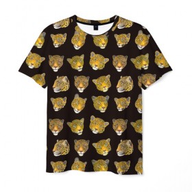 Мужская футболка 3D с принтом Леопарды , 100% полиэфир | прямой крой, круглый вырез горловины, длина до линии бедер | animal | big | cat | cats | leopard | nature | pattern | predator | wild | дикий | животное | кошка | кошки | леопард | леопарды | паттерн | природа | узор | хищник | хищники