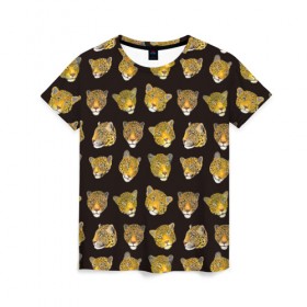 Женская футболка 3D с принтом Леопарды , 100% полиэфир ( синтетическое хлопкоподобное полотно) | прямой крой, круглый вырез горловины, длина до линии бедер | animal | big | cat | cats | leopard | nature | pattern | predator | wild | дикий | животное | кошка | кошки | леопард | леопарды | паттерн | природа | узор | хищник | хищники
