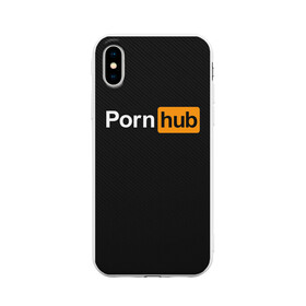 Чехол для iPhone X матовый с принтом PORNOHUB , Силикон | Печать на задней стороне чехла, без боковой панели | brazzers | hub | бразерс