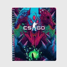 Тетрадь с принтом CS-GO Hyper Beast , 100% бумага | 48 листов, плотность листов — 60 г/м2, плотность картонной обложки — 250 г/м2. Листы скреплены сбоку удобной пружинной спиралью. Уголки страниц и обложки скругленные. Цвет линий — светло-серый
 | Тематика изображения на принте: 2019 | computer game | counter strike | cs | cs go | csgo | dota | dota2 | game | howl | hyperbeast | warning | автомат | вой | го | игрок | компьютерная игра | контр страйк | контра | кс | оружие | турнир