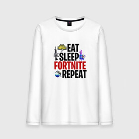 Мужской лонгслив хлопок с принтом Eat Sleep Fortnite Repeat , 100% хлопок |  | Тематика изображения на принте: 