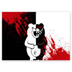 Поздравительная открытка с принтом MONOKUMA , 100% бумага | плотность бумаги 280 г/м2, матовая, на обратной стороне линовка и место для марки
 | Тематика изображения на принте: ahegao | anime | bear | blood | danganronpa | derector | despair | girls | happy | havoc | manga | monokuma | panda | red | robot | trigger | ultra | аниме | ахегао | директор | кровь | манга | медведь | монокума | панда | робот